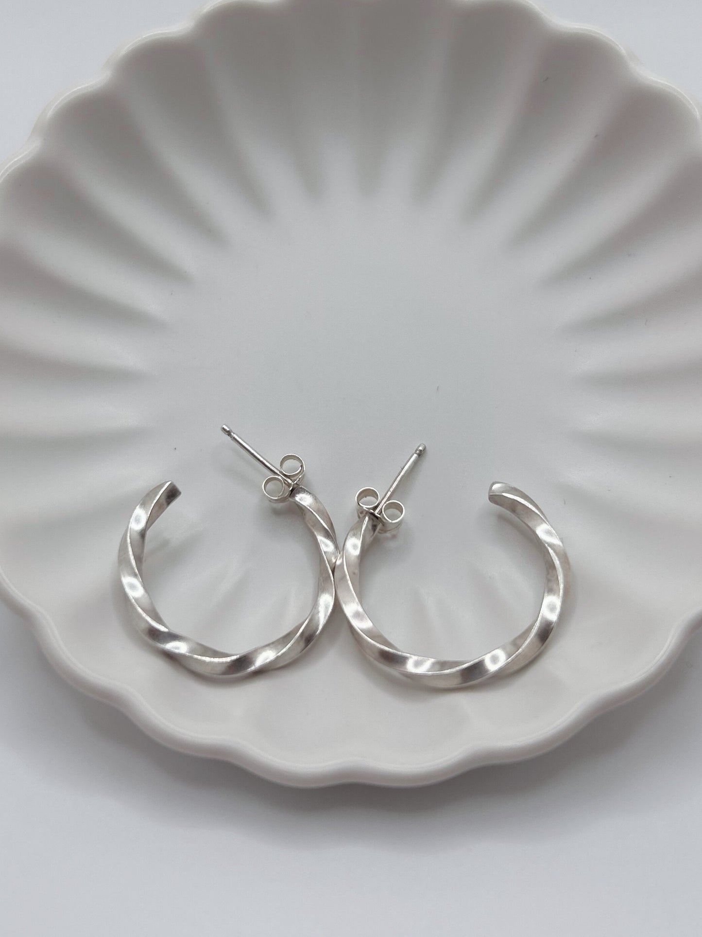 Silver Twist Hoop Earrings