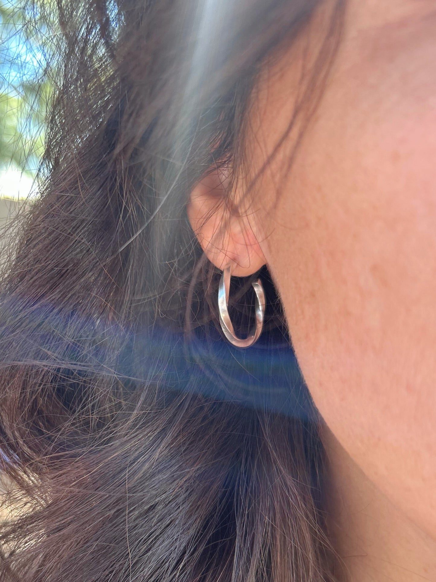 Silver Twist Hoop Earrings